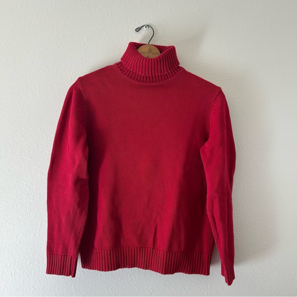 Red Cotton Fisherman Turtleneck Sweater